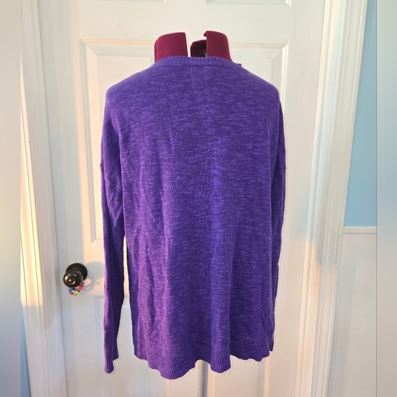 Eileen Fisher Purple Women's Linen & Cotton Blend Crew Neck Sweater - Picture 2 of 8